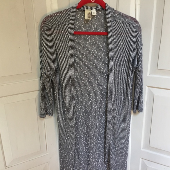 Francesca's Bird Cage Black and White Striped Cardigan - Picture 3 of 15